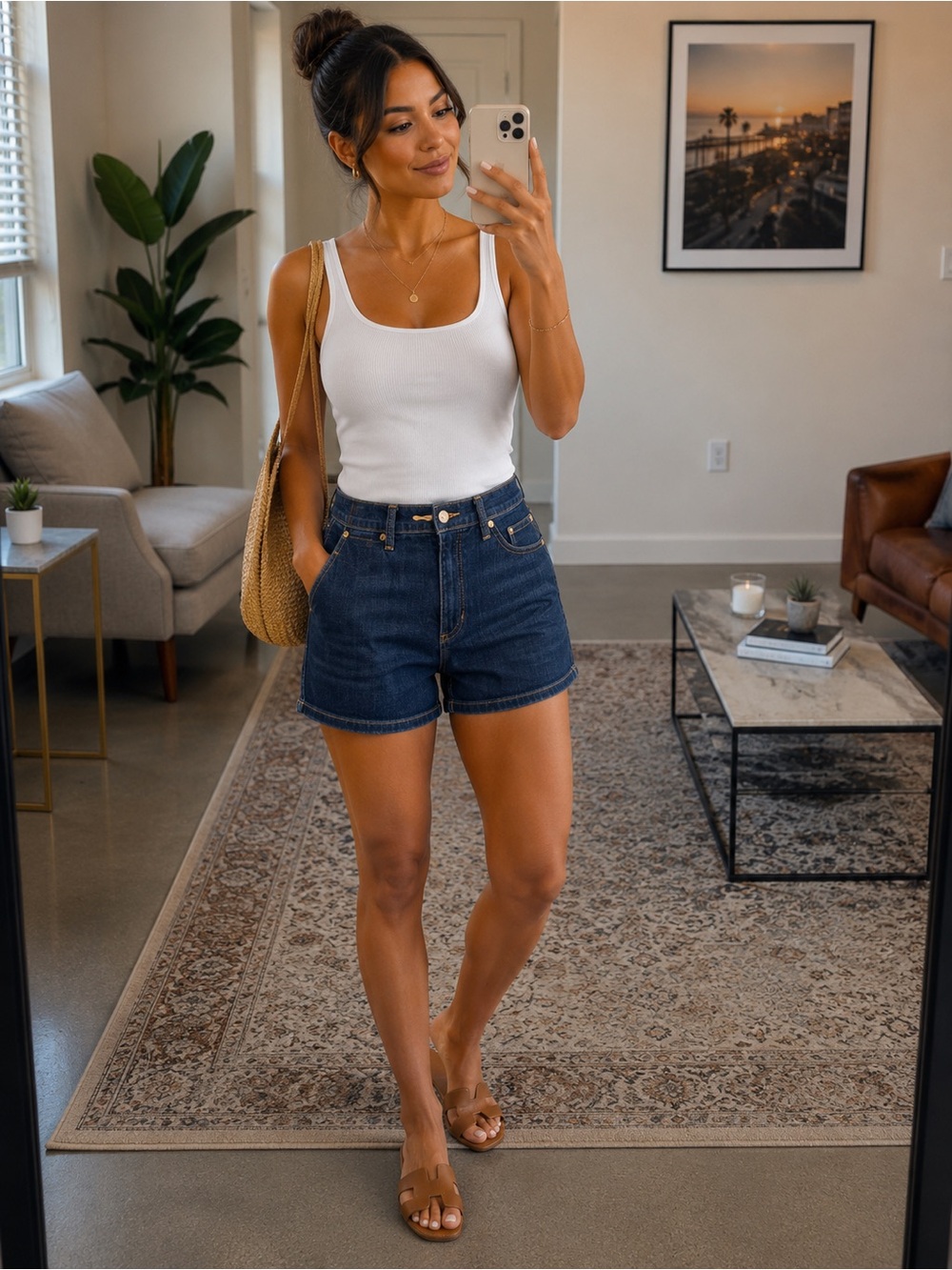 Banana Republic Dark Blue High-Rise Denim Shorts
